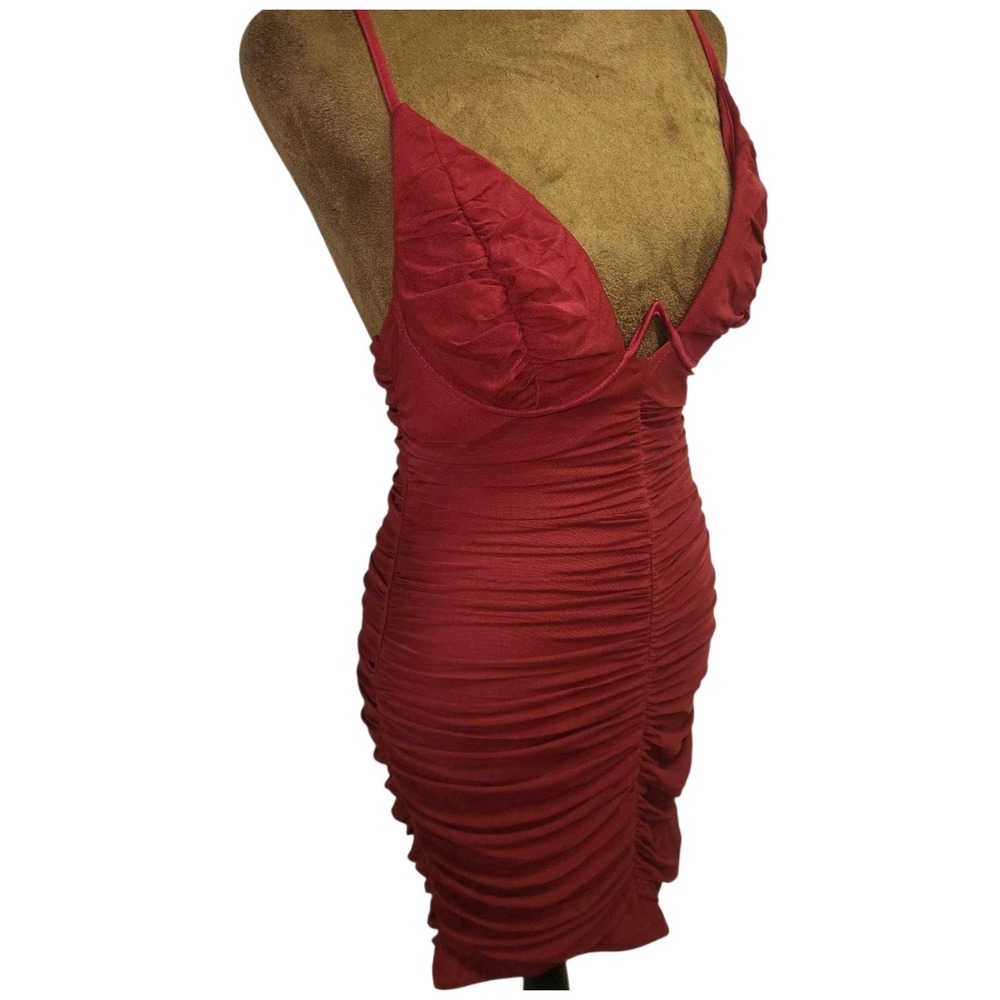 SHAREEN Dress Size 8 Burgandy Ruched Mini Bodycon Sleeveless Party Formal